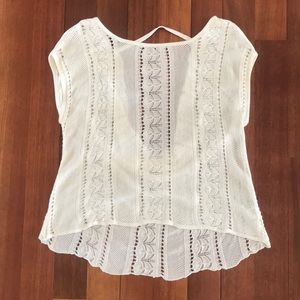 White knit summer blouse